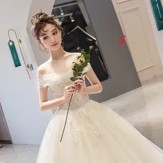 Temperament Trailing Starry Sky One Shoulder French Style Light Forest - Champagne
