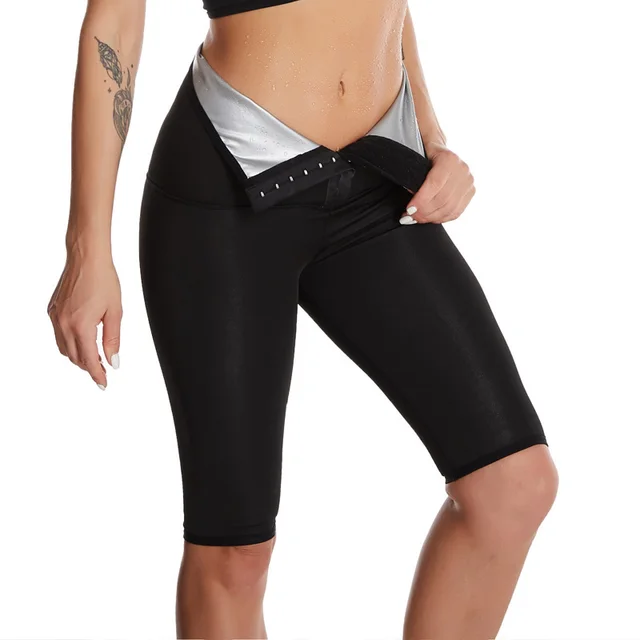 Women s Ninth Yoga Pants With Silver Coating Sweatpants High Waist Buttoned Shorts - Shop at LoveMi