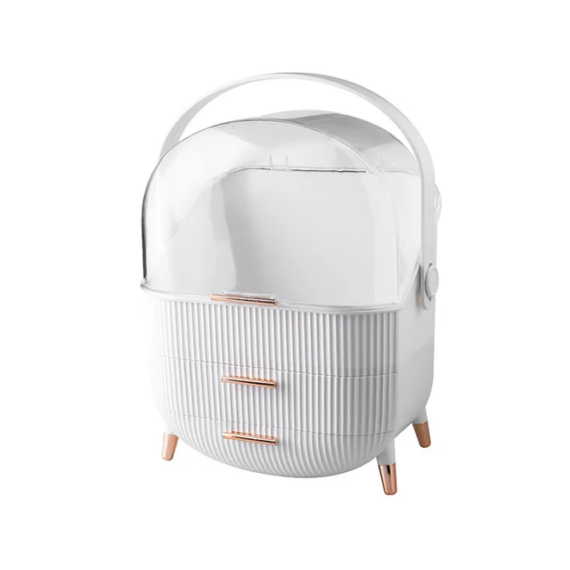 Dust Proof Large Capacity Clamshell Cosmetic Storage Box White - Shop at LoveMi