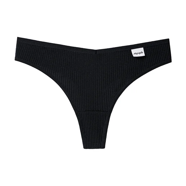 G string Panties Cotton Women's Underwear Comfortable Casual T back Female Solid Color Low Waist Thong Intimate Lingerie Black - Shop at LoveMi