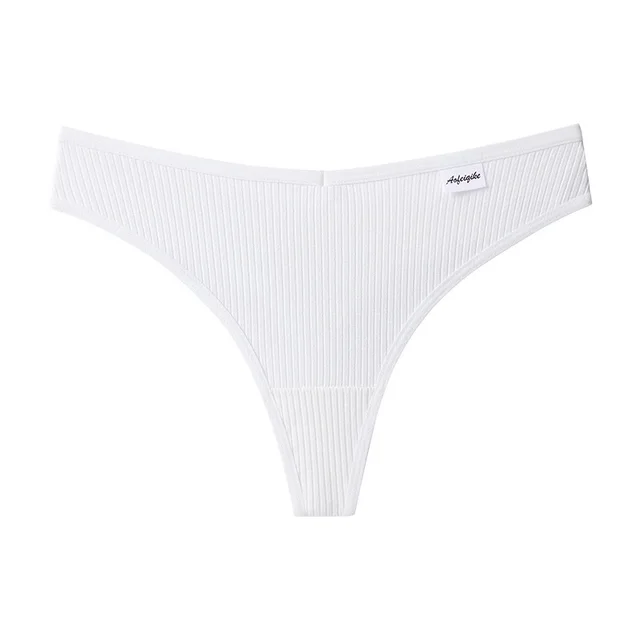 G string Panties Cotton Women's Underwear Comfortable Casual T back Female Solid Color Low Waist Thong Intimate Lingerie White - Shop at LoveMi
