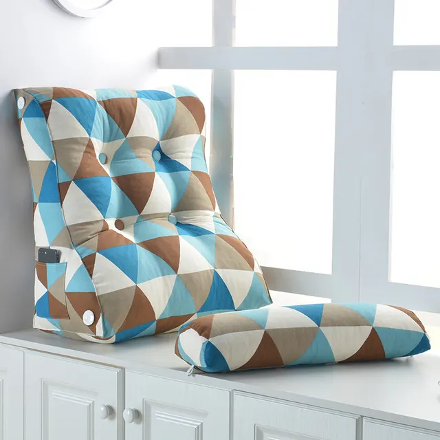 Japanese Style Washable Cotton Headboard Cushion Soft Bag Waist Protection Bed Pillow Triangle Sofa Large Back Cushion Can Be Removed And Washed Set16 - Shop at LoveMi