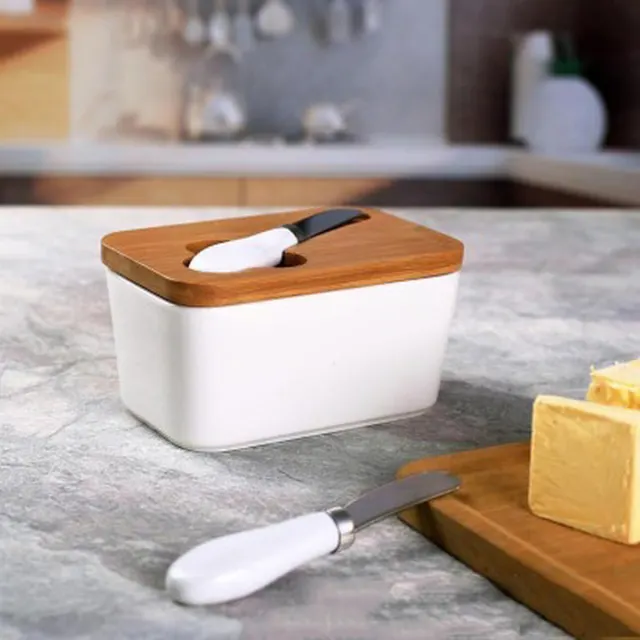 Ceramic Rectangular Cheese Simple Box White - Shop at LoveMi