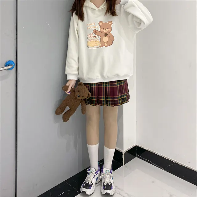 Bear Sweater Women Plus Velvet Padded Jacket White - Shop at LoveMi