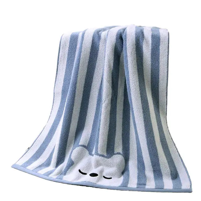 Cartoon Bath Towel Soft Absorbent Multicolor Baby Bath Towel Blue - Shop at LoveMi