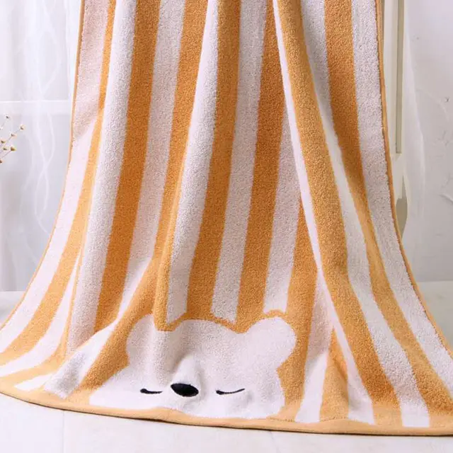 Cartoon Bath Towel Soft Absorbent Multicolor Baby Bath Towel Yellow - Shop at LoveMi