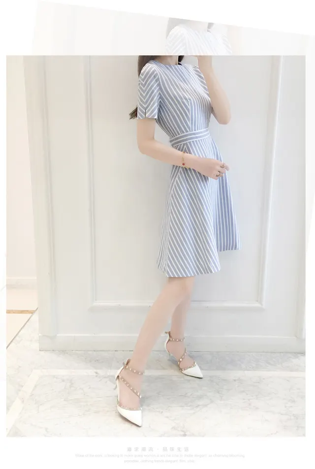 Korean Fashion Style Elegant Striped Slim Skirt Photo Color - Shop at LoveMi