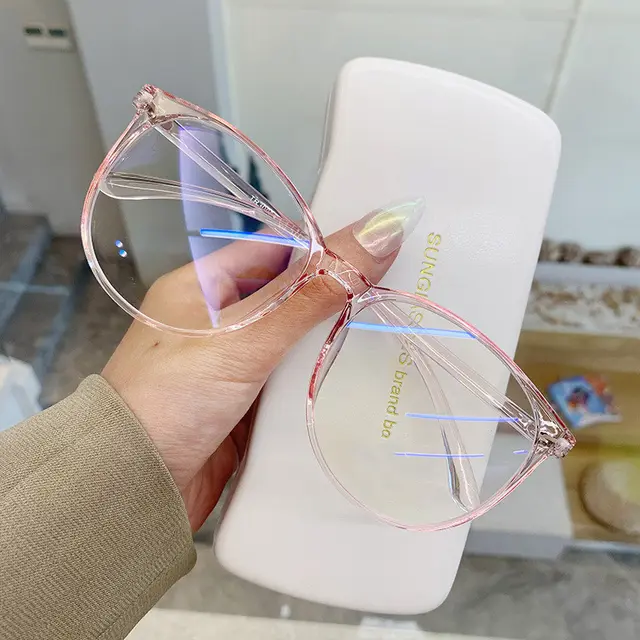 Round Face Anti Blue Light Plain Face Can Be Matched With Nearsighted Net Red Eye Frame Transparent Powder Frame Tr300 - Shop at LoveMi