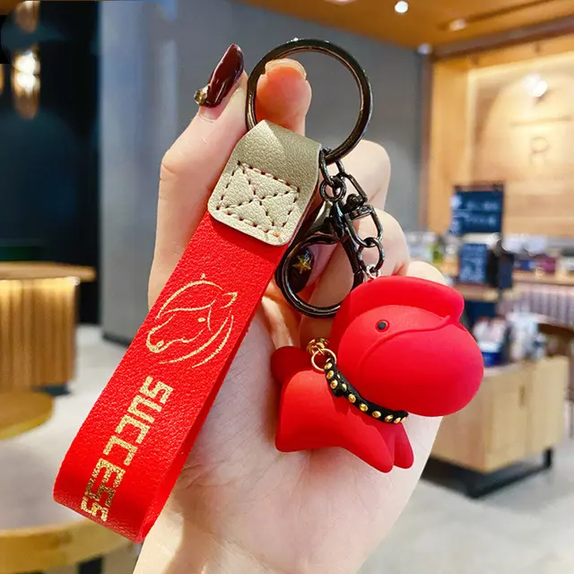 Creative Nordic Style Resin Pony Keychain Female Cute Cartoon Doll Key Chain Bag Pendant Couple Accessories Red - Shop at LoveMi