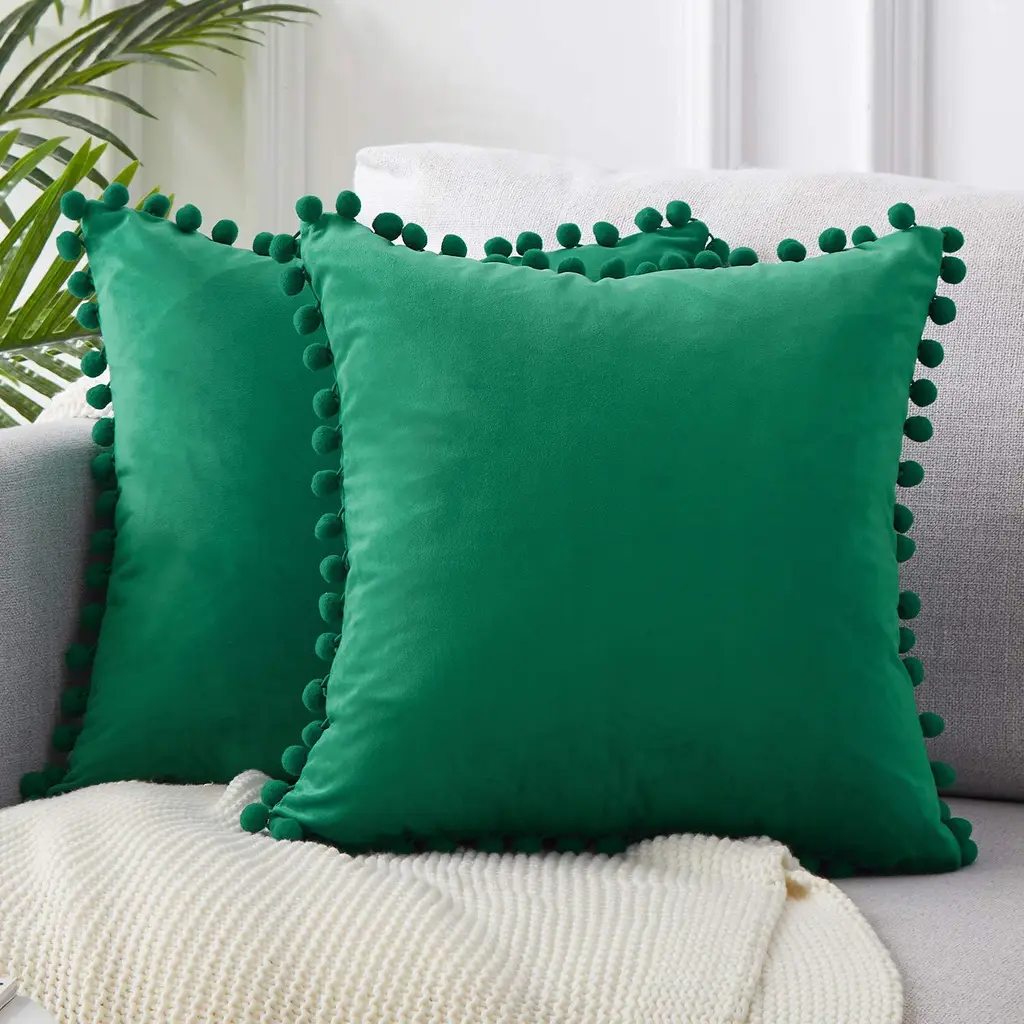 Wind Velvet Solid Color Cushion Cover For Office - Dark Green