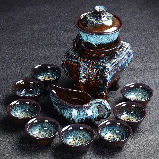 Kiln Stone Mill Lazy Anti scalding Semi gilt Silver Tea Set - Shop at LoveMi