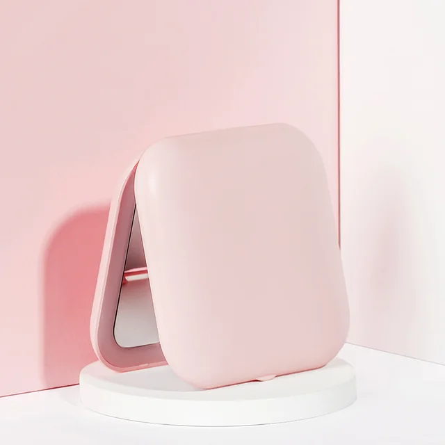 Source Folding Makeup Mirror With Light Creative Led Mirror Portable Bag Mini Mirror Pink - Shop at LoveMi