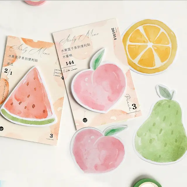 Fruit Shape Cute And Creative Memo Pad - 4 Fruit Baskets