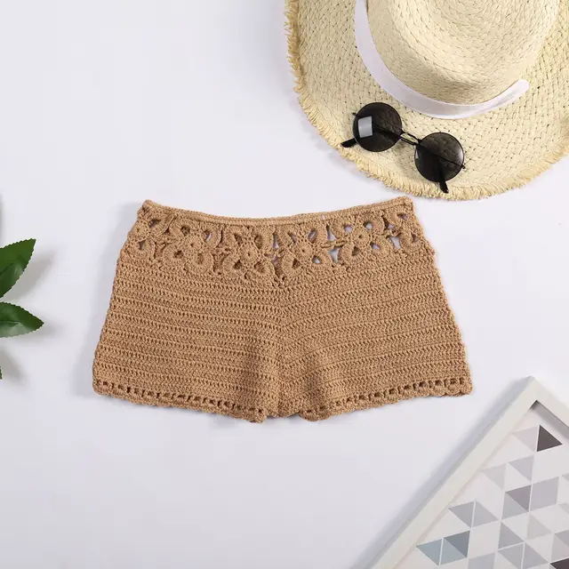 Hollow Hand woven Beach Swimming Shorts Khaki - Shop at LoveMi