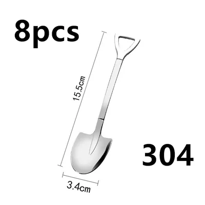 Stainless Steel Spade Creative Dessert Spoon 8Pcs 304 Pointed Shovel - Shop at LoveMi