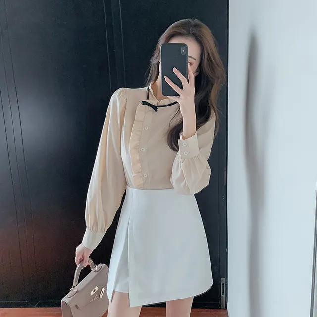Spring And Summer New Skirt, High Waist, Fashionable And Irregular Skirt, Women''s Black Short Skirt, A Line Skirt, Split Buttock Skirt White - Shop at LoveMi