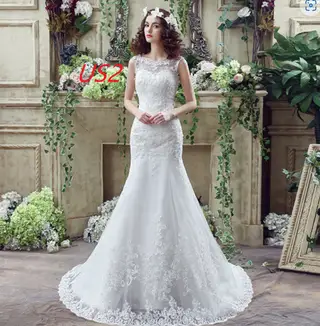 Bride Trailing Wedding Dress sexy Lace Mermaid Wedding DressW - Ivory