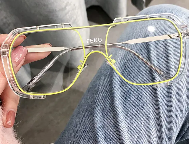 Ins Net Red One Piece Large Frame Sunglasses Green - Shop at LoveMi