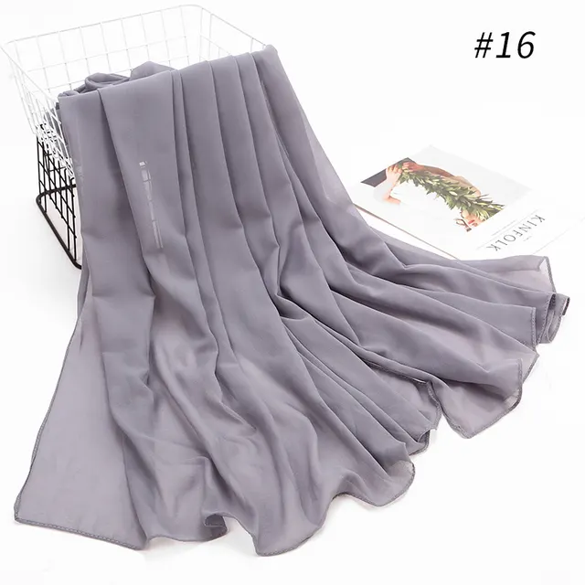 Women's Hijab Scarf Monochrome Pearl Chiffon Headscarf 16 Style - Shop at LoveMi