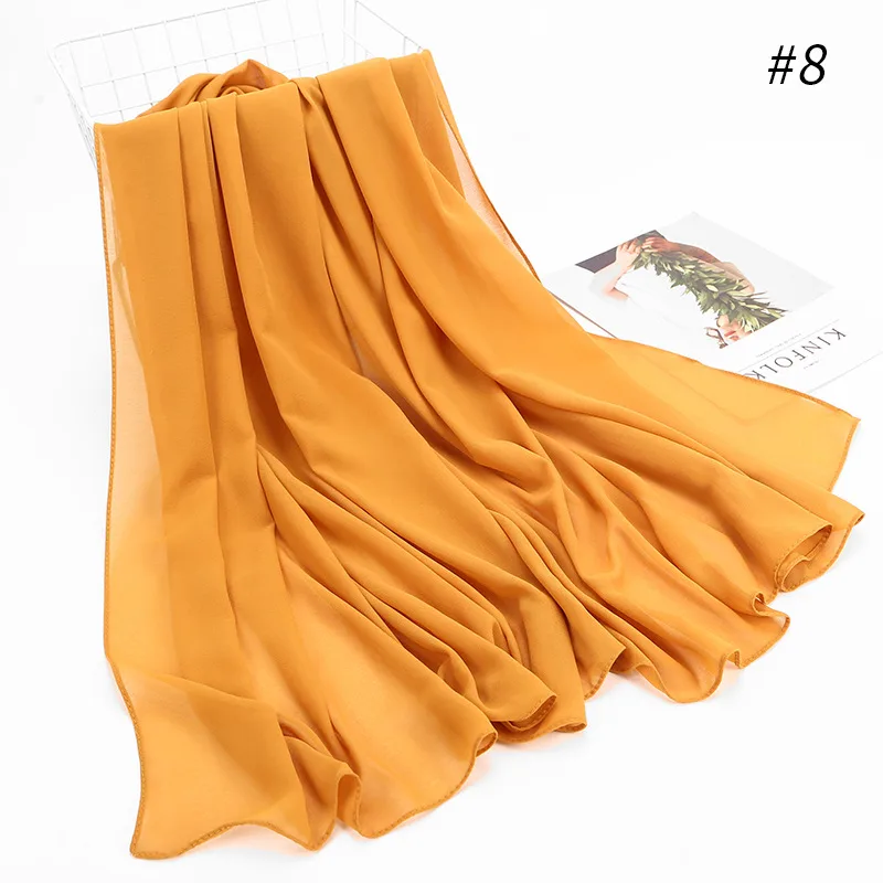 Women's Hijab Scarf Monochrome Pearl Chiffon Headscarf - 8 Style