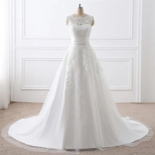 Two piece White Wedding Dress With Round Neck And Elegant Us10 - Shop at LoveMi