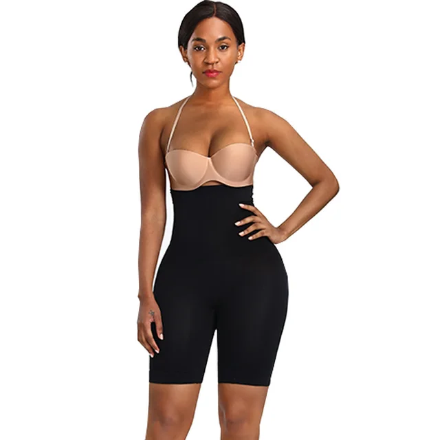 Large size High waisted Abdomen Boxer Pants Elastic Buttocks Body Pants Black - Shop at LoveMi