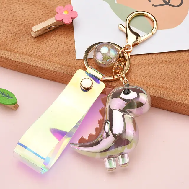 Cartoon Cute Dinosaur Keychain Acrylic Pendant Couple Car Keychain Bag Pendant Coffee - Shop at LoveMi