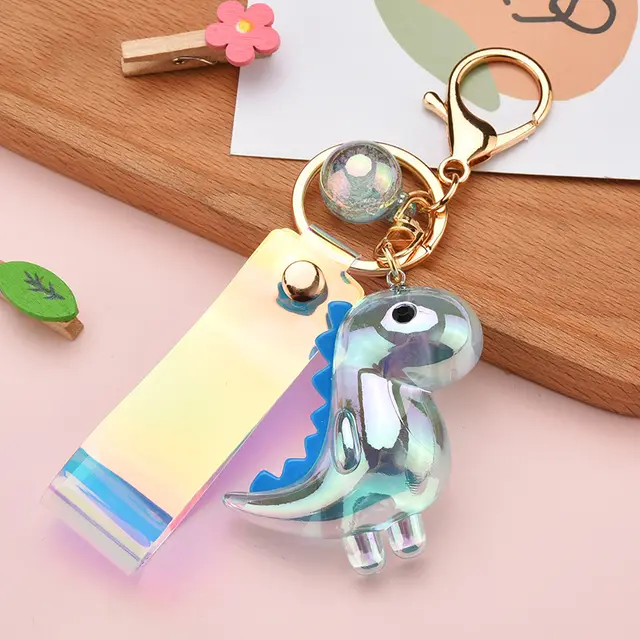Cartoon Cute Dinosaur Keychain Acrylic Pendant Couple Car Keychain Bag Pendant Dark Blue - Shop at LoveMi