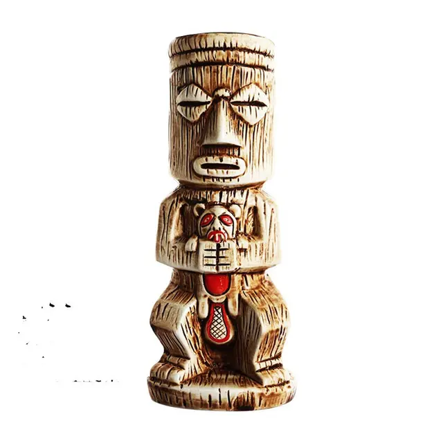 Ceramic Tiki Mug Creative Human Face Porcelain Beer Wine Mug Cup Hawaii Easter Island Zombie Cocktail Glass 8Style - Shop at LoveMi