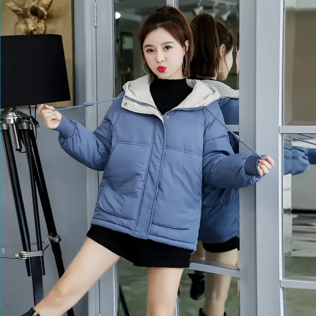 Short Down Coat Loose Korean Style Blue - Shop at LoveMi