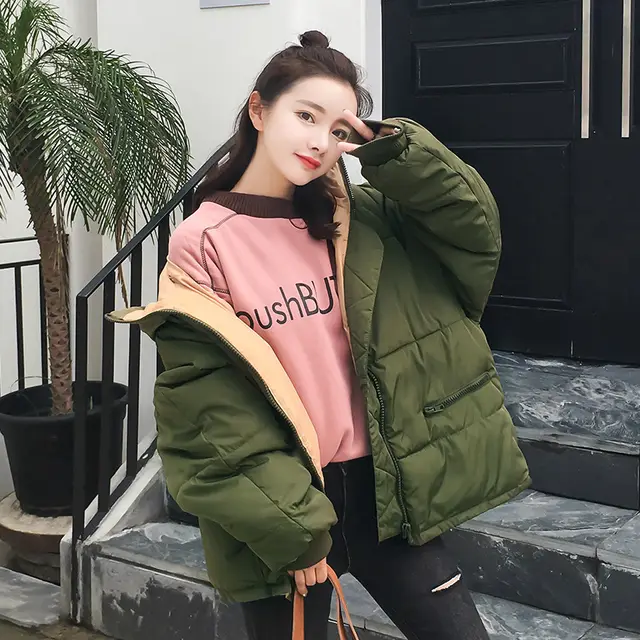 Fashion Short Cotton Coat Ladies Small Padded Jacket Army Green - Shop at LoveMi