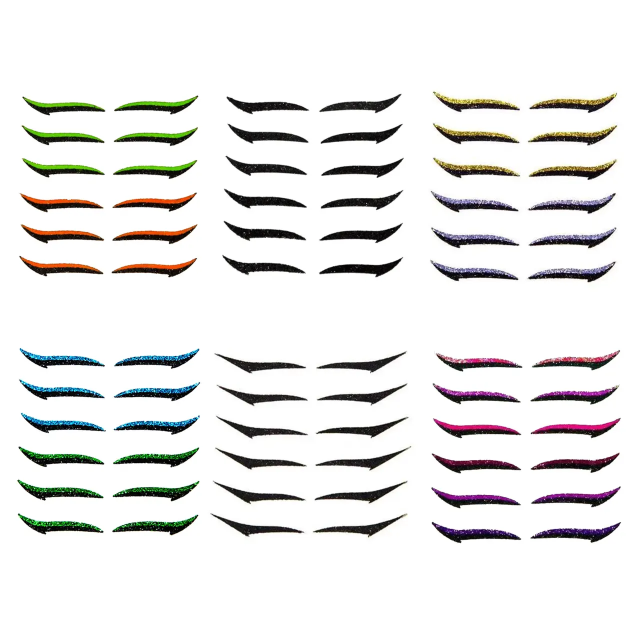 Reusable Eyeliner Stickers Eye Shadow Eyeliner Stickers Trendy Big Eye Makeup Natural Stickers Lazy Stickers - Set Of 6 Colors