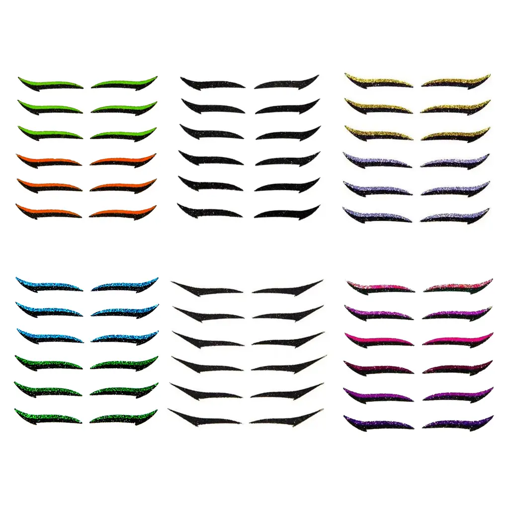 Reusable Eyeliner Stickers Eye Shadow Eyeliner Stickers Trendy Big Eye Makeup Natural Stickers Lazy Stickers - Set Of 6 Colours