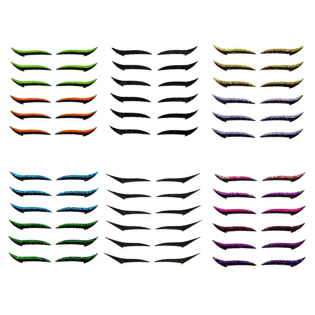 Reusable Eyeliner Stickers Eye Shadow Eyeliner Stickers Trendy Big Eye Makeup Natural Stickers Lazy Stickers Set Of 6 Colors - Shop at LoveMi