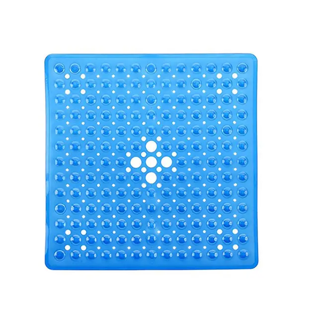 Eco friendly Bathroom PVC Suction Cup Non slip Mat Oversized Square Blue - Shop at LoveMi