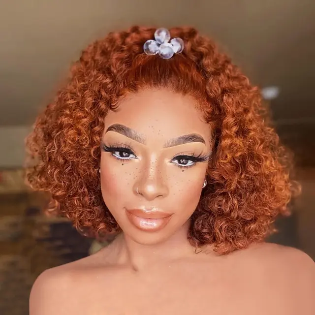 Beauty Wig Medium Orange African Small Curl Wig High Temperature Silk Rose Photo Color - Shop at LoveMi