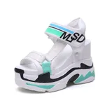 Daddy Sandals Women's Platform Sports Wedge With Velcro Roman Platform Shoes - Green