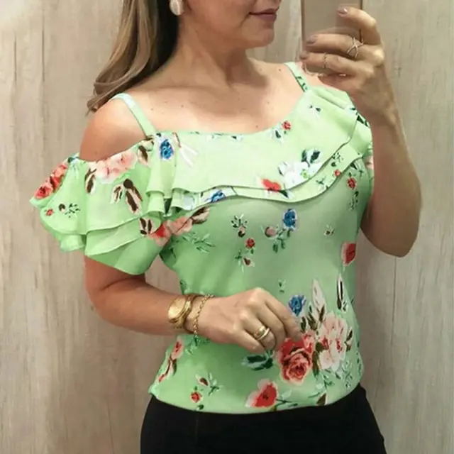 American Women's Strapless Print Popular T shirt Green - Shop at LoveMi