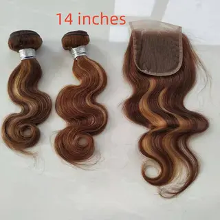 Real Hair Weave Piano Color Hair Block Body Wave Human Hair Bundle - 14 Inches