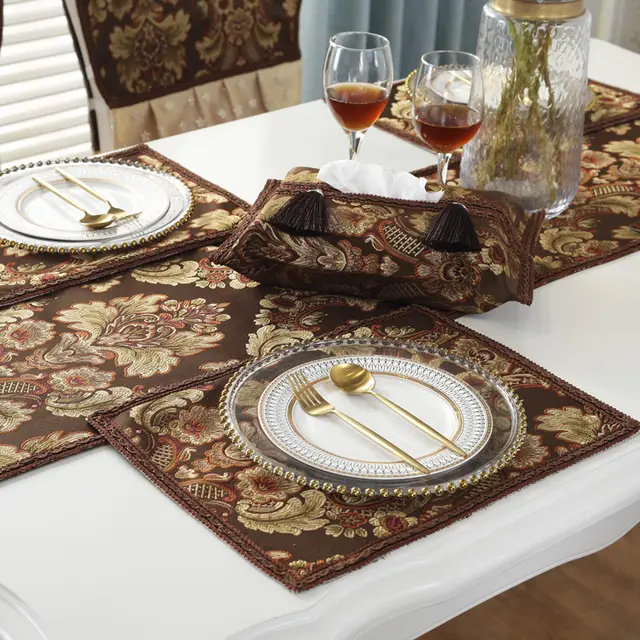 Placemat Table Mat Jacquard Anti scalding Heat Insulation Plate Bowl West Placemat Brown - Shop at LoveMi