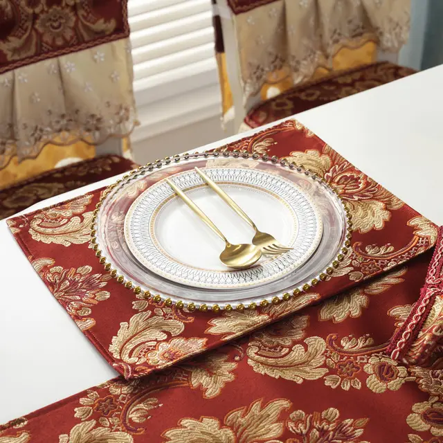 Placemat Table Mat Jacquard Anti scalding Heat Insulation Plate Bowl West Placemat Red - Shop at LoveMi