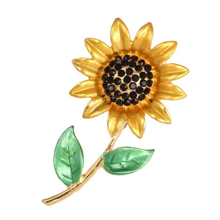 Korean Version Of The New Launching Diamond Brooch With Alloy Rhinestone Painting Oil Sunflower - Yellow