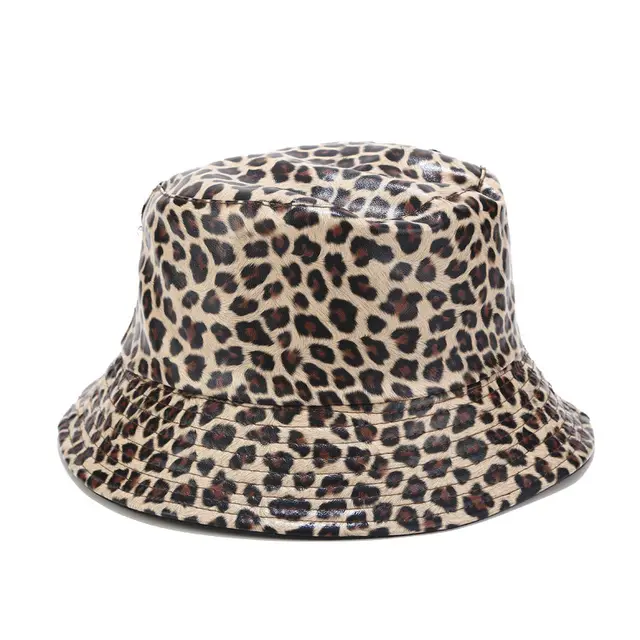 European And American Trend Leopard Print Double Sided Fisherman Hat Outdoor Leisure Wild Basin Hat Fashion Hat Khaki - Shop at LoveMi