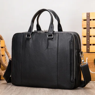 MVA Briefcase, Leather Men's Business Handbag, First Layer Leather Laptop Business Bag, Spot Black - Shop at LoveMi