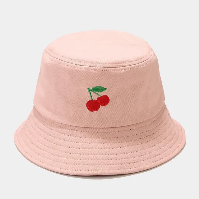 New Fruit Pattern Embroidery Fisherman Hat Women Pink - Shop at LoveMi