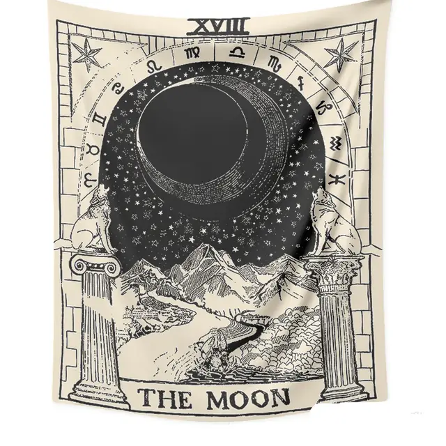Tarot Card Destiny Astrology Divination Retro Tapestry Wall Tapestry Black And White 3063 - Shop at LoveMi