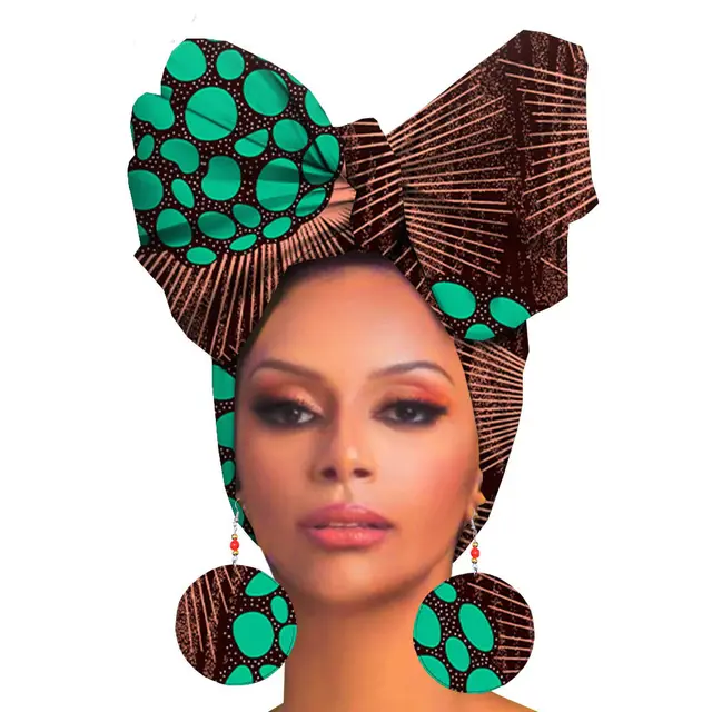Fashion Printed Cotton Turban Exaggerated Earrings - Shop at LoveMi