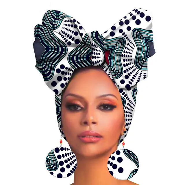 Fashion Printed Cotton Turban Exaggerated Earrings G - Shop at LoveMi