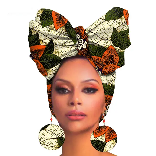 Fashion Printed Cotton Turban Exaggerated Earrings N - Shop at LoveMi