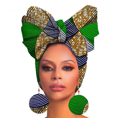 Fashion Printed Cotton Turban Exaggerated Earrings O 55X180Cm - Shop at LoveMi